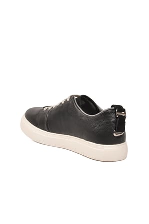 Siyah Hakiki Deri Erkek Casual Ayakkabı 25K515-2 M
