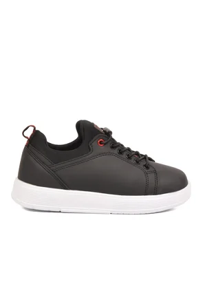 Siyah-Kırmızı Lastik Bağcıklı Comfort Rahat Tabanlı Erkek Çocuk Sneaker Balase F