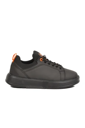 Siyah-Turuncu Lastik Bağcıklı Comfort Rahat Tabanlı Erkek Çocuk Sneaker Balase F