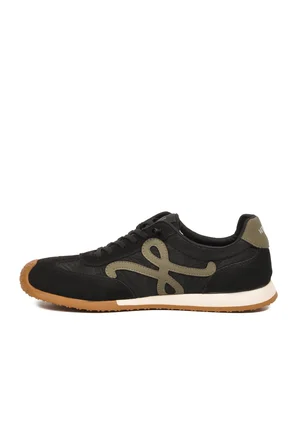 Siyah Bağcıklı Hafızalı Rahat Tabanlı Retro Erkek Casual Ayakkabı Sneaker E472 M