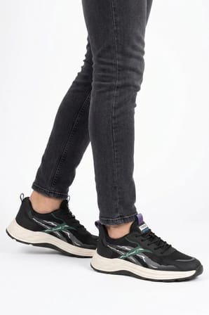 Siyah Fileli Memory Foam Erkek Günlük Spor Ayakkabı Hafif Esnek Sneaker E275 M