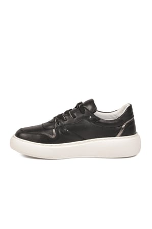 Siyah Hakiki Deri anatomik Tabanlı Kadın Casual Ayakkabı Sneaker Z202 Z