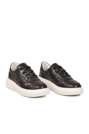Siyah Hakiki Deri anatomik Tabanlı Kadın Casual Ayakkabı Sneaker Z202 Z