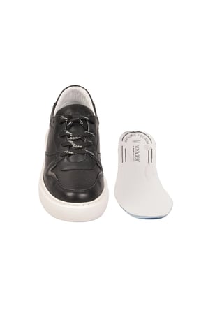 Siyah Hakiki Deri anatomik Tabanlı Kadın Casual Ayakkabı Sneaker Z202 Z