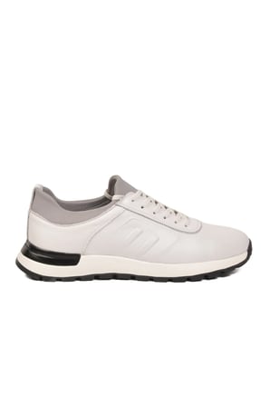 Erkek Beyaz Hakiki Deri Casual Ayakkabı Bağcıklı Rahat Konfor Tabanlı Sneaker M294 M