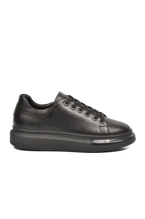 Siyah Memory Foam Hakiki Deri Erkek Spor Ayakkabı Premium Casual Sneaker 6601 M