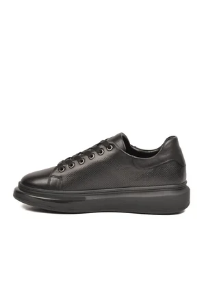 Siyah Memory Foam Hakiki Deri Erkek Spor Ayakkabı Premium Casual Sneaker 6601 M