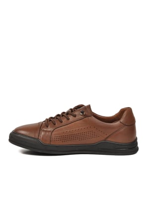 Ceviz Hakiki Deri Erkek Sneaker Delikli Nefes Alabilen Casual Memory Taban M682 M