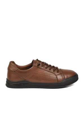 Ceviz Hakiki Deri Erkek Sneaker Delikli Nefes Alabilen Casual Memory Taban M682 M