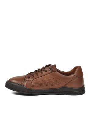Ceviz Hakiki Deri Erkek Sneaker Delikli Nefes Alabilen Casual Memory Taban M682 M
