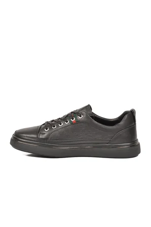 Siyah Hakiki Deri Erkek Sneaker Memory Taban Casual Ayakkabı M665 M