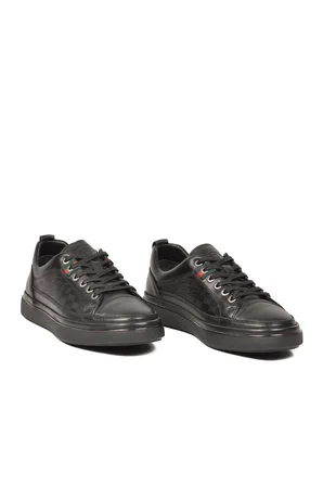 Siyah Hakiki Deri Erkek Sneaker Memory Taban Casual Ayakkabı M665 M