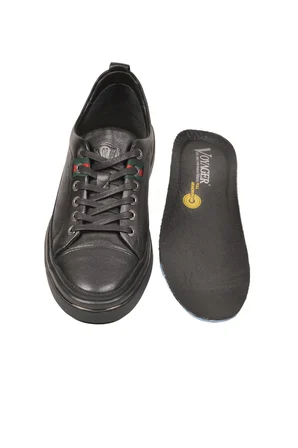 Siyah Hakiki Deri Erkek Sneaker Memory Taban Casual Ayakkabı M665 M