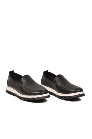 Erkek Siyah Hakiki Deri Rahat Tabanlı Şık Makosen Casual Ayakkabı Loafer 6574 M