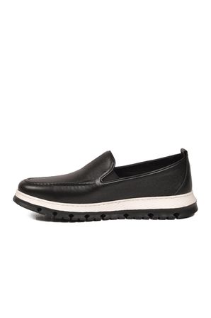 Erkek Siyah Hakiki Deri Rahat Tabanlı Şık Makosen Casual Ayakkabı Loafer 6574 M