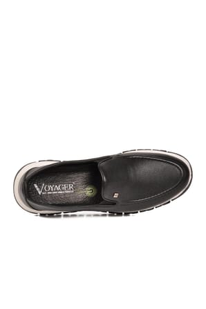 Erkek Siyah Hakiki Deri Rahat Tabanlı Şık Makosen Casual Ayakkabı Loafer 6574 M