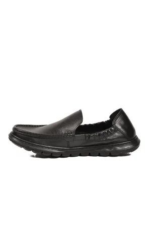 Siyah Erkek Hakiki Deri Smart Casual Loafer Ayakkabı Hafızalı Rahat Taban Sensitive M599 M