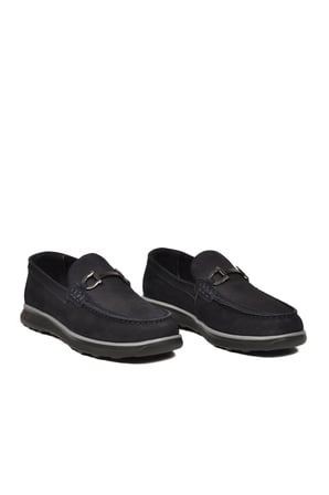 Lacivert Nubuk Hakiki Deri Hafızalı Rahat Tabanlı Şık Erkek Casual Ayakkabı Loafer Sensitive M762 M