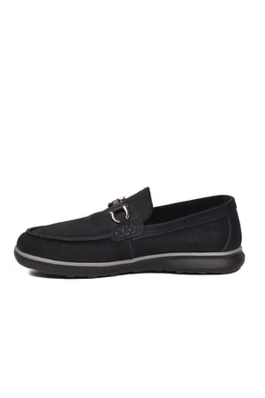 Lacivert Nubuk Hakiki Deri Hafızalı Rahat Tabanlı Şık Erkek Casual Ayakkabı Loafer Sensitive M762 M