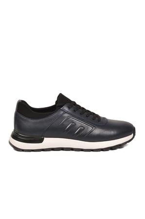 Erkek Lacivert Hakiki Deri Casual Ayakkabı Bağcıklı Rahat Konfor Tabanlı Sneaker M294 M
