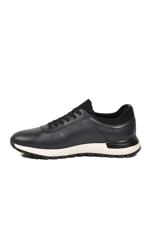 Erkek Lacivert Hakiki Deri Casual Ayakkabı Bağcıklı Rahat Konfor Tabanlı Sneaker M294 M