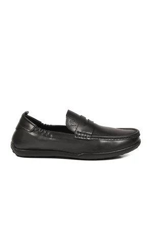 Erkek Hakiki Deri Loafer Mokasen Ayakkabı Hafızalı Taban Hafif Smart Casual Siyah M420 M