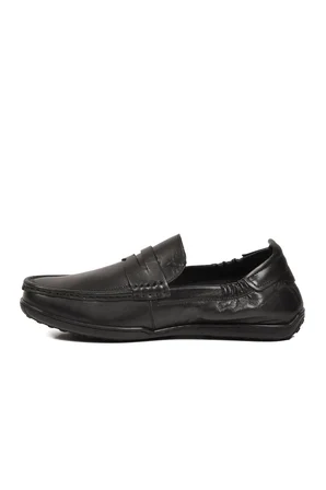 Erkek Hakiki Deri Loafer Mokasen Ayakkabı Hafızalı Taban Hafif Smart Casual Siyah M420 M