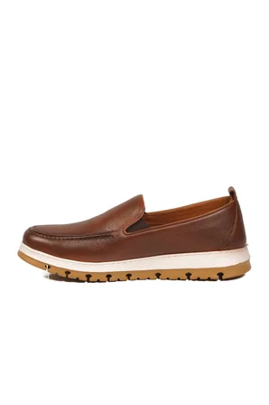 Erkek Taba Hakiki Deri Rahat Tabanlı Şık Makosen Casual Ayakkabı Loafer 6574 M