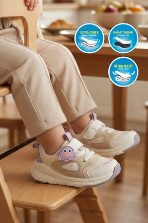 Lila Cırtlı Desenli Anatomik Bebek Spor Ayakkabı Sneaker Dorian İA