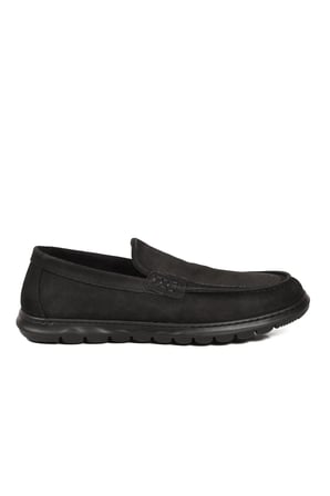 Siyah Nubuk Hakiki Deri Anatomik Hafızalı Rahat Taban Erkek Casual Ayakkabı Loafer M732