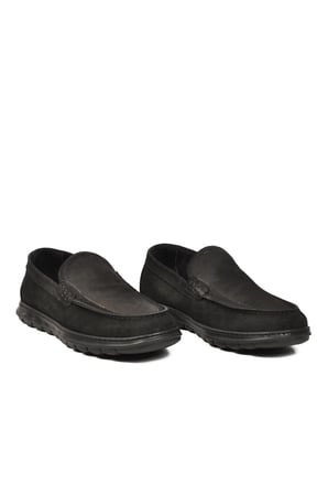 Siyah Nubuk Hakiki Deri Anatomik Hafızalı Rahat Taban Erkek Casual Ayakkabı Loafer M732