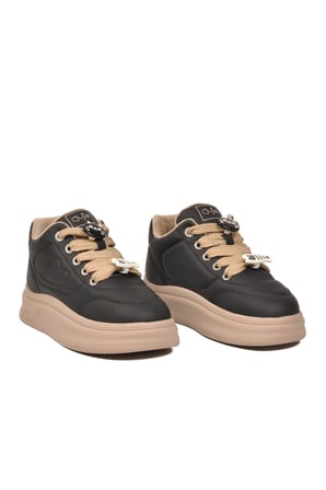 Kalın Tabanlı Bağcıklı Şık Rahat Siyah Kadın Sneaker Bot 26K421