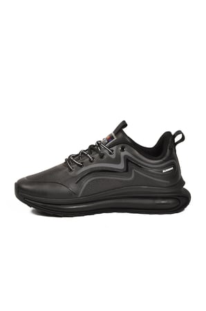 Siyah Rahat Kalın Memory Foam Taban Erkek Yürüyüş ve Spor Ayakkabı Sneaker 25K Crazy