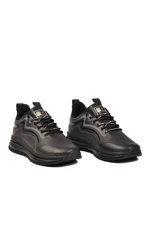 Siyah Rahat Kalın Memory Foam Taban Erkek Yürüyüş ve Spor Ayakkabı Sneaker 25K Crazy