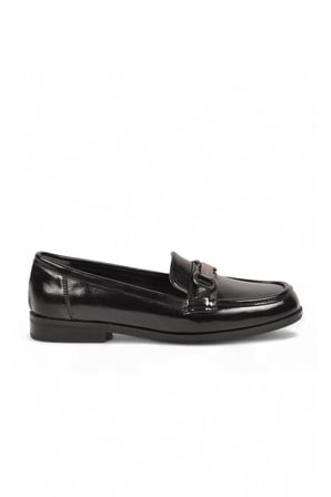 Tokalı Şık Rahat Loafer Ayakkabı Kadın Siyah Parlak Klasik Casual Ayakkabı PC-56058