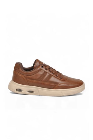 Taba Bağcıklı Hafif Esnek Tabanlı Erkek Casual Yürüyüş Ayakkabı Sneaker 128 Cilt
