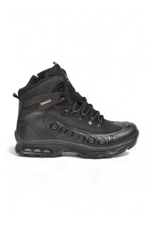 Siyah-Siyah Bağcıklı Fermuarlı Kaymaz Tabanlı Erkek Outdoor Trekking Bot 2115