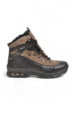 Siyah-Vizon Bağcıklı Fermuarlı Kaymaz Tabanlı Erkek Outdoor Trekking Bot 2115