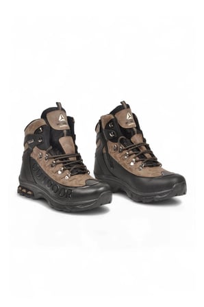 Siyah-Vizon Bağcıklı Fermuarlı Kaymaz Tabanlı Erkek Outdoor Trekking Bot 2115
