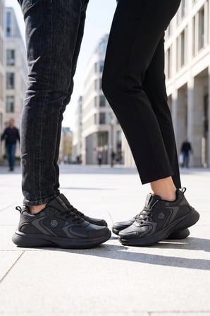 Bağcıklı Hafif Rahat Siyah Unisex Yürüyüş ve Spor Ayakkabı Sneaker 2032 G