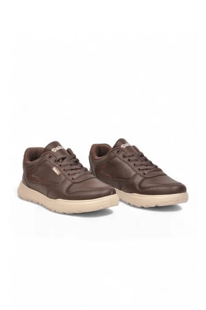 Kahve Bağcıklı Hafif Rahat Tabanlı Erkek Casual Yürüyüş Ayakkabı Sneaker 2297 Cilt