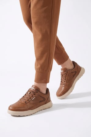 Taba Bağcıklı Hafif Rahat Tabanlı Erkek Casual Yürüyüş Ayakkabı Sneaker 2297 Cilt