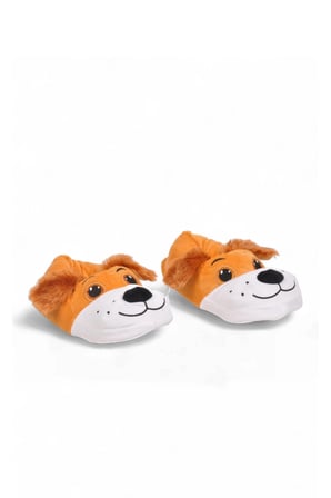 AkınAlbella Sıcak Tutan Köpek Desenli Camel Unisex Ev Terliğ Panduf H025.Z.0008
