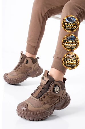 Kahve Akıllı Bağcıklı Kaymaz Tabanlı Erkek Çocuk Bot Outdoor BG-F-25018