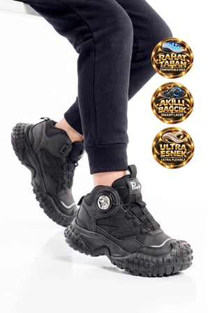 Siyah Akıllı Bağcıklı Kaymaz Tabanlı Erkek Çocuk Bot Outdoor BG-F-25018