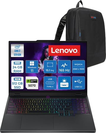 Lenovo Legion 5 15IRX10 Intel Core I7-13650HX Ddr5 24GB 512GB SSD 8GB/RTX5070 115W 15.1" Wqxga (2560X1600) OLED 1000NITS 100% Dcı-P3, 165Hz, WINDOWS11PRO Gaming Laptop 83LY00CHTRP01+ZETTAÇANTA