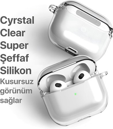 Airpods 4 ile Uyumlu Şeffaf Cyrstal Clear Ultra Berrak Silikon Kılıf - Alt Üst Ayrı (Airpods 4)