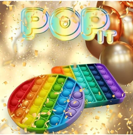 Popit Yuvarlak Gökkuşağı Renk Duyusal Oyuncak Zihinsel Gelişim Stres Popit Oyun Çap:12,5Cm Popit
