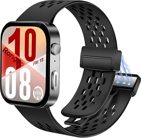Huawei Watch Fit 4/4 Pro/Fit 3 ile Uyumlu Active Air Loop Kordon Manyetik Kilit Mekanizmalı Nefes Alabilirlik Sağlayan Delikli Doku Deformasyona Karşı Dayanıklı Yedek Fit 4 Kayışı