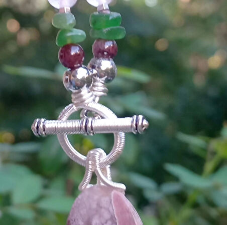 2399 Garden Kuvars pembe Kuvars Kanada Yeşimi Lal Hematit el yapımı kolye